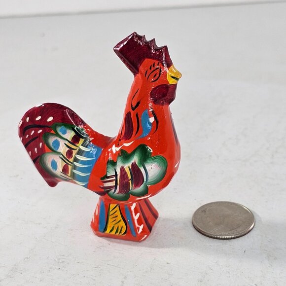 Nils Olsson Swedish Dala Rooster Figurine 3.25" Hand-Painted Red Chicken - Picture 8 of 8